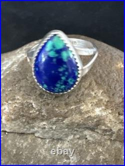 Azurite Navajo Sterling Silver Blue Green Ring Size 10 20078