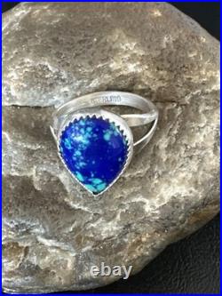 Azurite Navajo Sterling Silver Blue Green Ring Size 10 20078