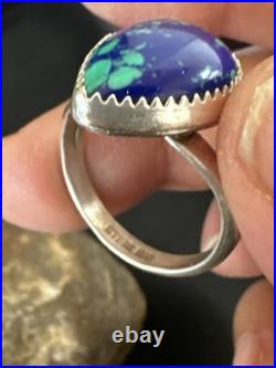 Azurite Navajo Sterling Silver Blue Green Ring Size 10 20078