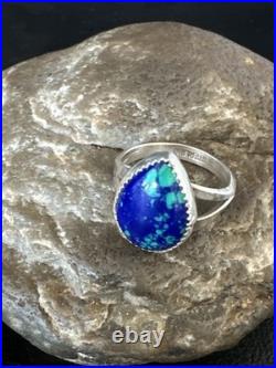 Azurite Navajo Sterling Silver Blue Green Ring Size 10 20078