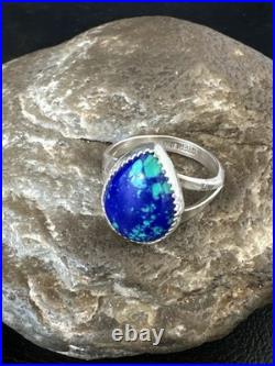 Azurite Navajo Sterling Silver Blue Green Ring Size 10 20078