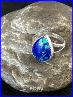 Azurite Navajo Sterling Silver Blue Green Ring Size 10 20078