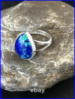 Azurite Navajo Sterling Silver Blue Green Ring Size 10 20078