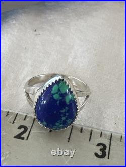Azurite Navajo Sterling Silver Blue Green Ring Size 10 20078