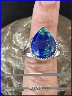 Azurite Navajo Sterling Silver Blue Green Ring Size 10 20078