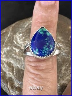 Azurite Navajo Sterling Silver Blue Green Ring Size 10 20078