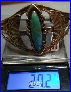 BIG NAVAJO FRED HARVEY ERA Sterling Silver And Turquoise Cuff Bracelet 27.2 Gr