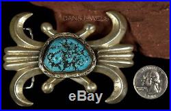 BIG Old Pawn Vintage Navajo Sand Cast Turquoise Sterling Belt Buckle by R. CHEE