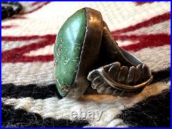 BIG VINTAGE GREEN TURQUOISE ring size 12 sterling Navajo Southwest men's 24g