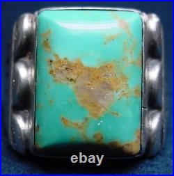 BIG VINTAGE NAVAJO NATIVE AMERICAN STERLING SILVER LARGE TURQUOISE RING sz10.5