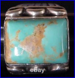 BIG VINTAGE NAVAJO NATIVE AMERICAN STERLING SILVER LARGE TURQUOISE RING sz10.5