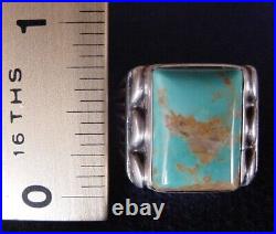BIG VINTAGE NAVAJO NATIVE AMERICAN STERLING SILVER LARGE TURQUOISE RING sz10.5