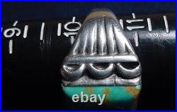 BIG VINTAGE NAVAJO NATIVE AMERICAN STERLING SILVER LARGE TURQUOISE RING sz10.5