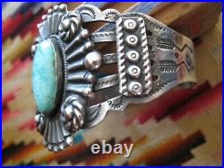 BROKE Fred Harvey TURQUOISE Coin SILVER Cuff Bracelet NATIVE AMERICAN Indian Vtg
