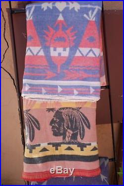Beacon Camp Blanket INDIAN CHIEF Vintage Cotton Native American COLLECTORS