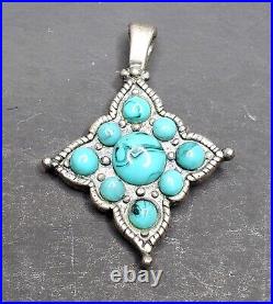 Beautiful Antique Turquoise Native American Vintage Silver Unique Pendant