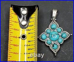 Beautiful Antique Turquoise Native American Vintage Silver Unique Pendant