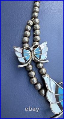 Beautiful Antique / Vintage Native American Sterling Silver Butterfly Necklace