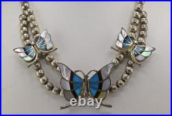 Beautiful Antique / Vintage Native American Sterling Silver Butterfly Necklace