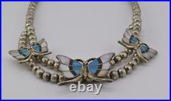 Beautiful Antique / Vintage Native American Sterling Silver Butterfly Necklace