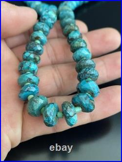 Beautiful Native American VTG Sterling Silver. 925 Faceted Turquoise Necklace