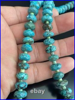 Beautiful Native American VTG Sterling Silver. 925 Faceted Turquoise Necklace Beautiful Native American VTG Sterling Silver. 925 Faceted Turquoise Necklace
