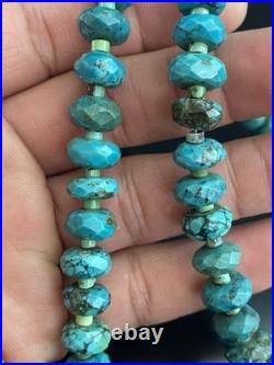 Beautiful Native American VTG Sterling Silver. 925 Faceted Turquoise Necklace Beautiful Native American VTG Sterling Silver. 925 Faceted Turquoise Necklace