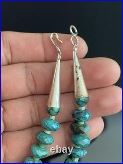 Beautiful Native American VTG Sterling Silver. 925 Faceted Turquoise Necklace