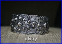 Beautiful Vintage Harvey Era Navajo Native American Sterling Silver Bracelet