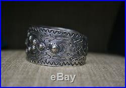 Beautiful Vintage Harvey Era Navajo Native American Sterling Silver Bracelet