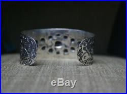 Beautiful Vintage Harvey Era Navajo Native American Sterling Silver Bracelet