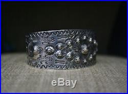 Beautiful Vintage Harvey Era Navajo Native American Sterling Silver Bracelet