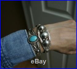 Beautiful Vintage Harvey Era Navajo Sterling Silver Cuff Bracelet