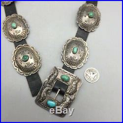 Beautiful! Vintage Turquoise and Sterling Silver Concho Belt