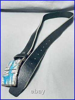 Best Vintage Navajo White Buffalo Turquoise Sterling Silver Buckle Belt