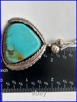 Big Vintage Navajo Turquoise Sterling Silver Pendant 19 Necklace 34 grams #134