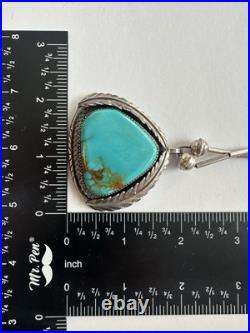 Big Vintage Navajo Turquoise Sterling Silver Pendant 19 Necklace 34 grams #134