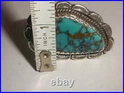 Big vintage Old Pawn Navajo Turquoise Sterling Silver Ring 8 Fred Harvey era