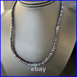 Blue Gilson Opal Navajo Pearls Sterling Silver Necklace 18 14534