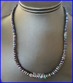 Blue Gilson Opal Navajo Pearls Sterling Silver Necklace 18 14534
