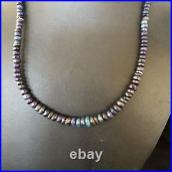 Blue Gilson Opal Navajo Pearls Sterling Silver Necklace 18 14534