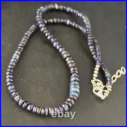 Blue Gilson Opal Navajo Pearls Sterling Silver Necklace 18 14534