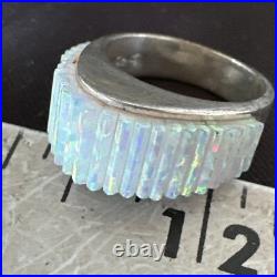 Blue Gilson Opal Navajo Sterling Silver Band Inlay Ring Size 6 18801