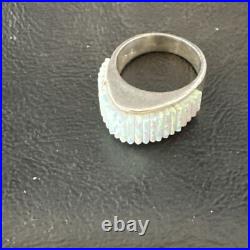 Blue Gilson Opal Navajo Sterling Silver Band Inlay Ring Size 6 18801