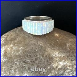 Blue Gilson Opal Navajo Sterling Silver Band Inlay Ring Size 6 18801