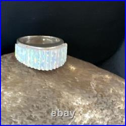 Blue Gilson Opal Navajo Sterling Silver Band Inlay Ring Size 6 18801