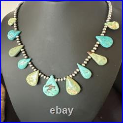 Blue Green Turquoise Navajo Pearls Sterling Silver 20 Necklace 19245 Blue Green Turquoise Navajo Pearls Sterling Silver 20 Necklace 19245