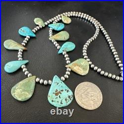 Blue Green Turquoise Navajo Pearls Sterling Silver 20 Necklace 19245