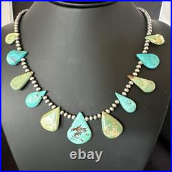 Blue Green Turquoise Navajo Pearls Sterling Silver 20 Necklace 19245