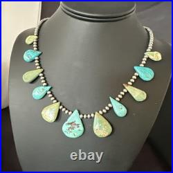 Blue Green Turquoise Navajo Pearls Sterling Silver 20 Necklace 19245